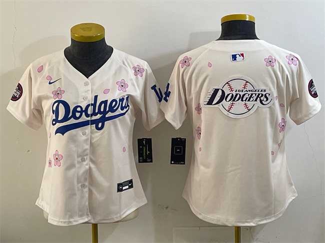 Women%27s Los Angeles Dodgers Team Big Logo Cream 2025 Tokyo Series Limited Stitched Jersey